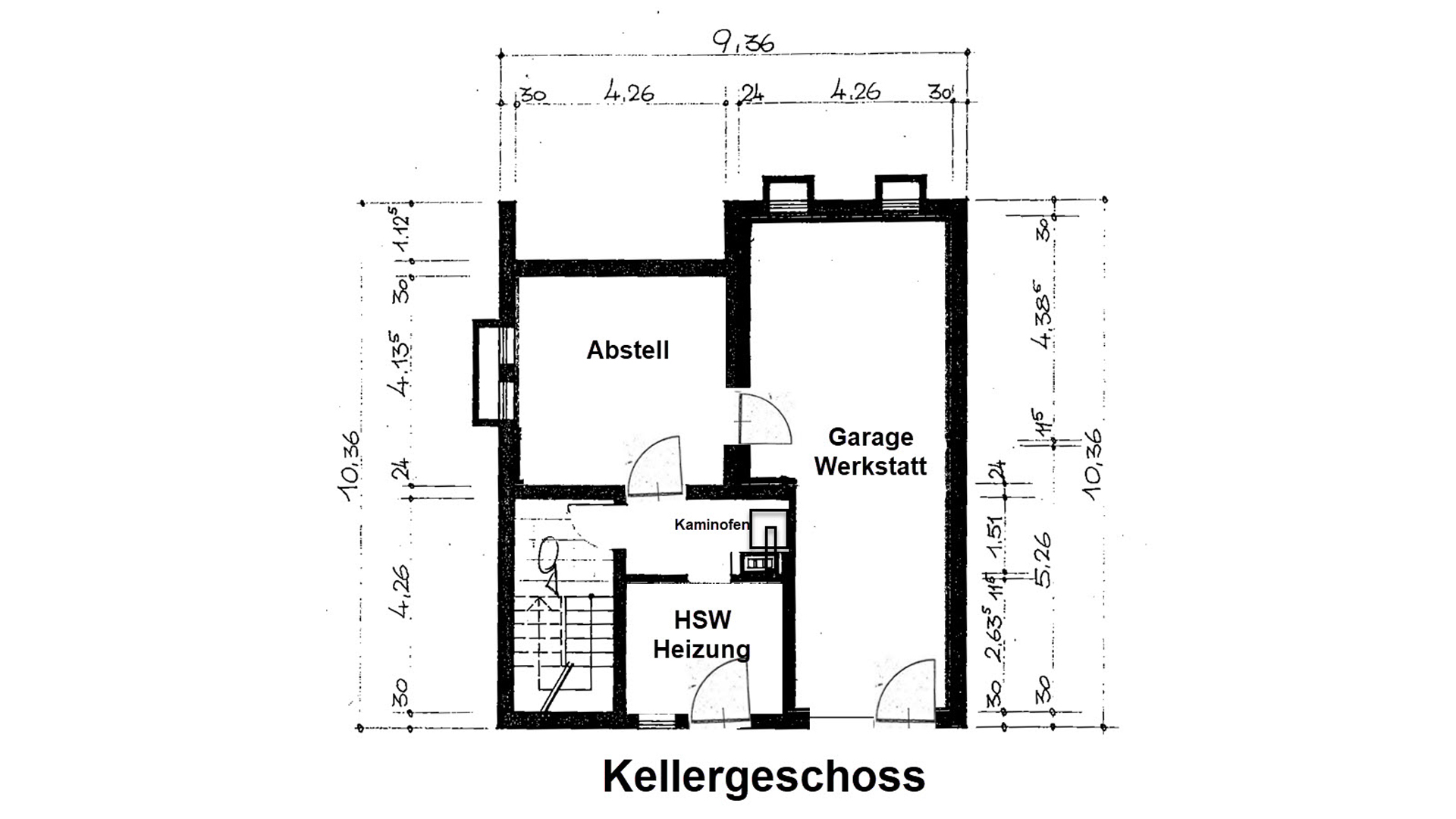 VERKAUFT - Wenden: 1-2 Familienhaus in schöner, zentraler, ruhiger Wohnlage, Grundriss - Kellergeschoss
